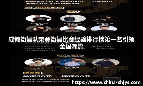 成都街舞队荣登街舞比赛经验排行榜第一名引领全国潮流